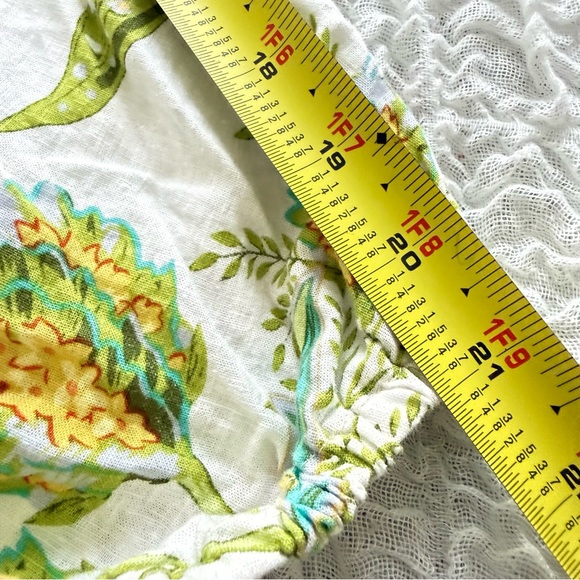 RACHEL Rachel Roy Tropical Floral Linen Blend Tie Front Blouse Puff Sleeve L - Picture 13 of 15